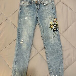 Zara embroidered jeans